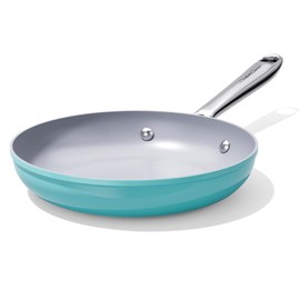 Nonstick Ceramic Frying Pan 10" for All Cooktops, PTFE/PFOA/PFAS Free, Even Heat Distribution Oven Safe up to 500°F, Healthy Non Toxic Skillet w/ Ergonomic Stainless Steel Handle, Caribbean Blue