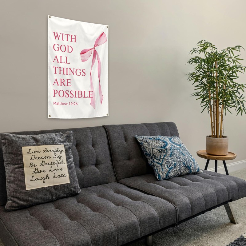 verrlia Christian Tapestry with God All Things Are Possible 2x3