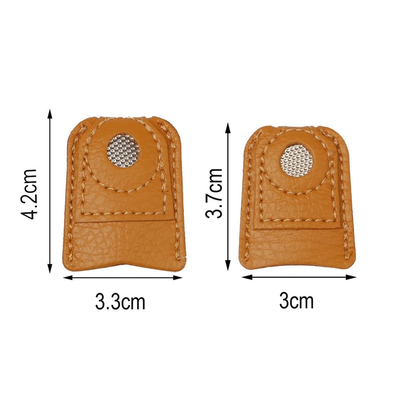 4-Piece Leather Finger Protector Coin Thimble Pads for Hand Sewing