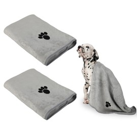 YVCVQKUC 2 Pack Dog Towels, 100 x 50 cm, Pet Bath Towels, Super Absorbent, Dog Microfiber Bath Towel, Pet Towel, Dog Towels for Drying Dogs, Dog Bath Accessories