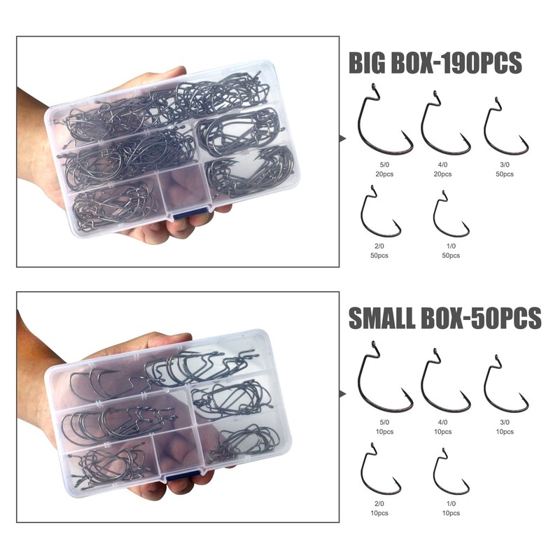 Dingbear 190PCS Bass Salmon Fish Hook Fishing Hooks