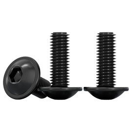 Drenky M6 X 16mm 20 Pcs Black Flanged Button Head Screws 304 Stainless Steel Pan Fully Thread Machine Screw with Flat Head, Rustproof, Rounded with Flange And Hexagon