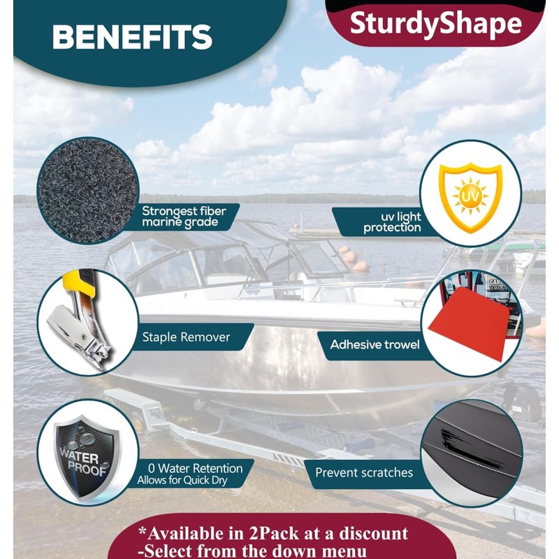 SturdyShape Boat Trailer Bunk Carpet Kit 13ftx12in 25oz - Marine