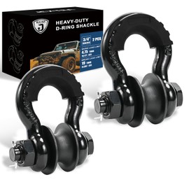 JEXTRA 3/4" D Ring Shackles, 3/4" D Ring Shackles with Towing Pulley,7/8" Removable Screw Pin,WLL:4.75 ton(10471Lbs),Use with Leash,Winch,for Vehicle Recovery and Towing in Trucks,Jeeps,2Pack Black