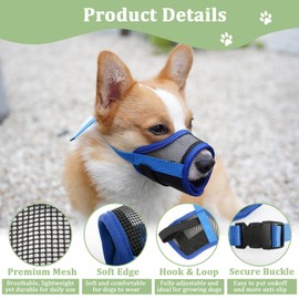 Mayerzon Dog Muzzle, Breathable Mesh Muzzles with Adjustable Hook and Loop for Small Medium Large Dogs Poodle Border Collie Labrador Retriever, Puppy Muzzle for Biting Chewing Trimming