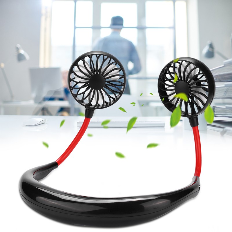 Hands free Neck Hanging USB Charging Outdoor Mini Portable Fan(Black)