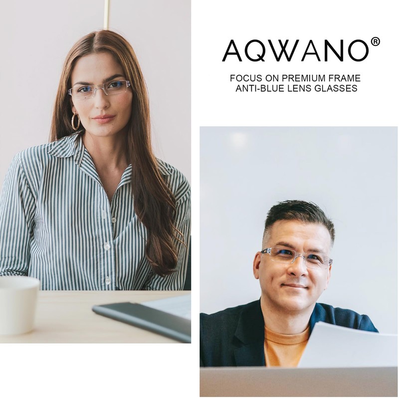 AQWANO Clear Frame Reading Glasses, 5 Pack Frameless Readers Computer