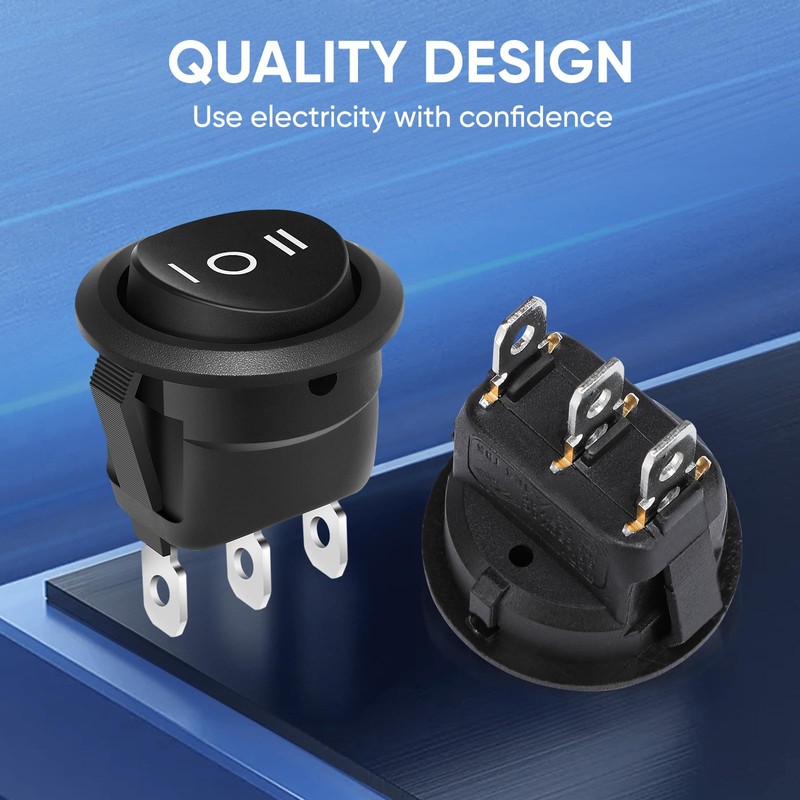 XINYIELE 12 Volt 3 Way Round Rocker Switch,3 Position ON/Off/ON