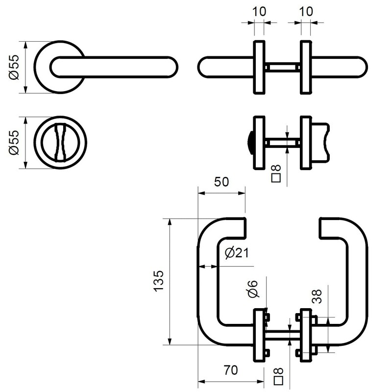Alpertec Plastic R for Bathroom Doors with Locking Latch Including