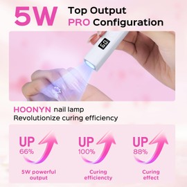 Handheld UV Light for Gel Nails, LED Nail Lamp, Portable Mini Nail Dryer with Stand & LCD Screen, 5W Nail Lamp for Fast Curing (White)