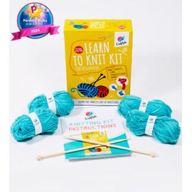 CraftLab Knitting Kit for Beginners, Kids Adults Seniors Includes All Knitting Supplies: Wool Yarn, Knitting Needles, Yarn Needle and Instructions – Fantastic DIY Gift Learn to Knit Arts & Crafts Kit