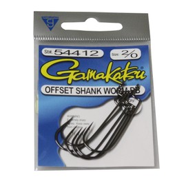 Gamakatsu Offset Shank Round Bend Worm Hook-6 Per Pack (Black, 2/0)