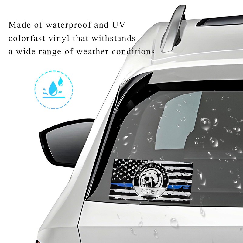 FSTURIOS 2PCS Thin Blue Line Sticker Code 4, Police Support