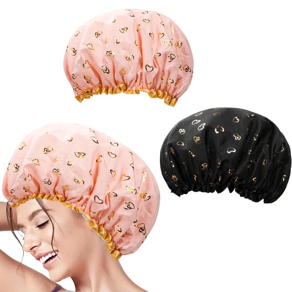Waterproof Shower Cap Elastic Shower Caps for Women Reusable Shower