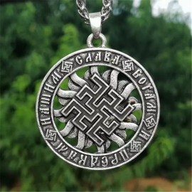 Fashion Jewelry VIKING CELTIC SUN GOD SYMBOL SLAVIC Pendant 20" 925 Plated Silver Necklace Men