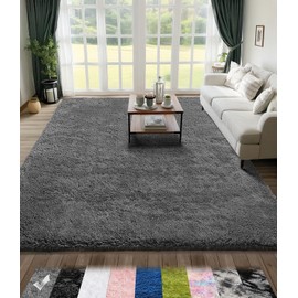 Area Rugs for Bedroom Living Room, 5X8 Ft Grey Fluffy Washable Rug, Modern Shaggy Carpets Fuzzy Rug for Kids Boys Girls Dorm Nursery Home Decor Aesthetic, Upgrade Anti-Skid Durable