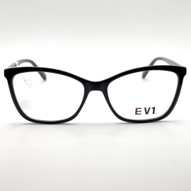 EV1 Tillie Eyeglass Frame Full Square Spring Flex Shiny Gloss Black 56-16-145