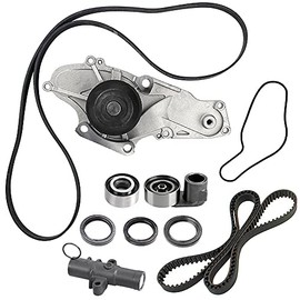 TKH-002 Engine Timing Belt Kit with Water Pump,Compatible with 2003-2013 Acura MDX TL RL ZDX TSX RDX Honda Accord Odyssey Pilot Ridgeline Saturn Vue 3.0L 3.5L 3.7L SOHC V6 Replace TCKWP329 TKH002