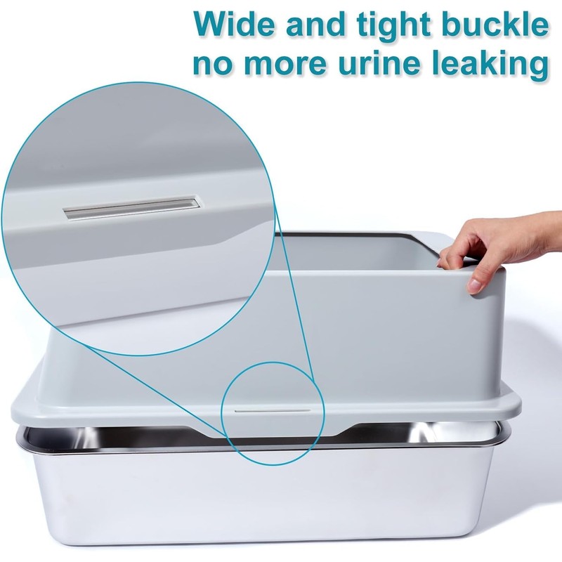 Nyutu XL Stainless Steel Litter Box, Extra Large High Sided