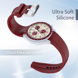 Tovimall Bands for Moonswatch Watch,Curved No Gap Silicone Strap,Compatible with Omega X Swatch Moonswatch Speedmaster 20mm Watch,Swatch Omega Moonswatch Speedmaster Watch Replacement Strap for Women