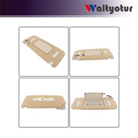 waltyotur Beige Sun Visor Passenger Side RH Lighted Mirror Replacement for Silverado Sierra Tahoe Yukon 2007-2014 Replacement for 22850310