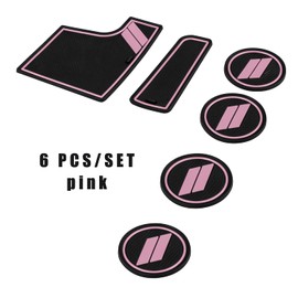 Bonbo Anti dust Mats for Dodge Charger Accessories 2015 2016 2017 2019 2020 2021 custom cup holder pad 6 pieces/set（Pink
