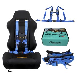 Indusafe Pair of BLUE 2" 4 Point Harness Racing Safety Seat Belts Shoulder Strap ATV UTV