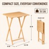 Natural Folding Rubberwood TV Tray Table - Space-Saving Snack &