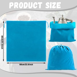Ferraycle Silver Storage Bags Oversized 24 x 32 Inch Zipper Anti Tarnish Cloth Bag for Silver Storage, Tray, Jewelry, Flatware, Vase, Polishing,Tarnish Cleaning(Blue)
