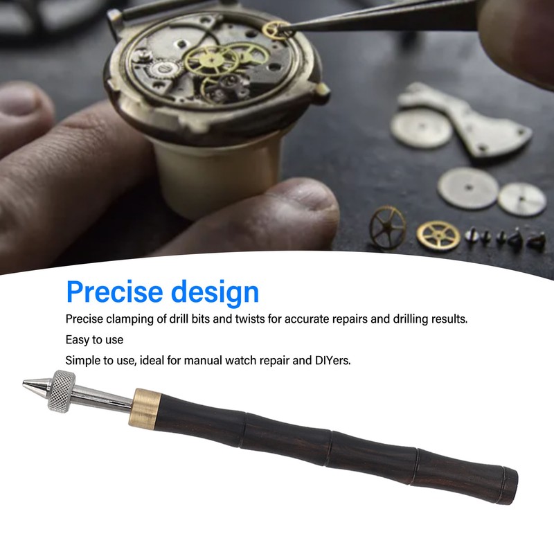 Pin Vise Hand Drill Wooden Handle Comfortable Grip Portable Pin