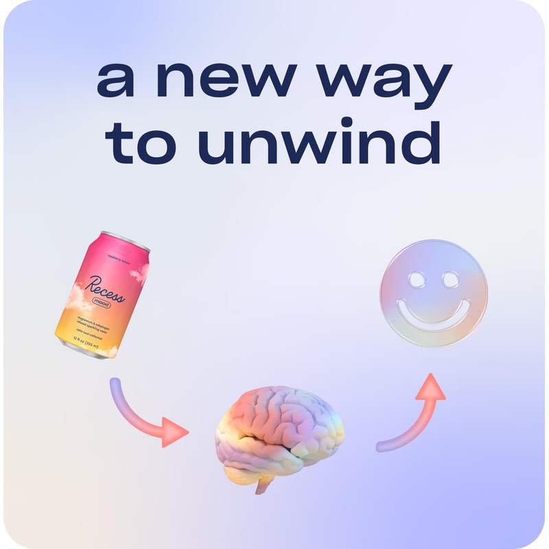 Recess Mood Magnesium & Adaptogen Drink, Calming Relaxation Beverage, 12