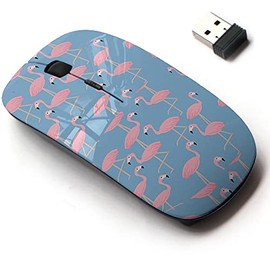 CJCBROES 2.4G Wireless Mouse with Cute Pattern Design for All Laptops and Desktops with Nano Receiver - Cute Flamingos Suitable Wrapping