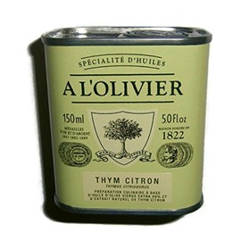 Olive Oil with Lemon Thyme, Flavoured Olive Oil from France, A L'OLIVIER, 150 ml Metal Tin