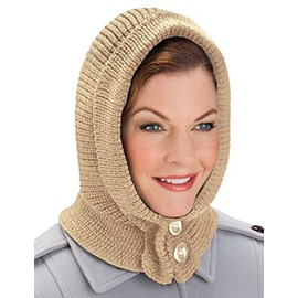 Collections Etc Cozy Unisex Buttoned Hat, Tan, One-Size