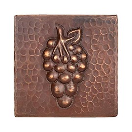 Premier Copper Products T4DBG 4-Inch by 4-Inch Copper Grape Tile, Oil Rubbed Bronze