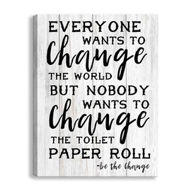 Kas Home Bathroom Wall Decor, Toilet Rules Prints Signs Funny Canvas Wall Art, Framed Wood HD Background Artwork Home Decor