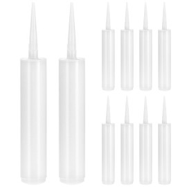 QWORK Empty Caulking Sealant Tubes - 11 Oz Capacity Each, 10 Pack Reusable Plastic, for Standard Caulking Guns