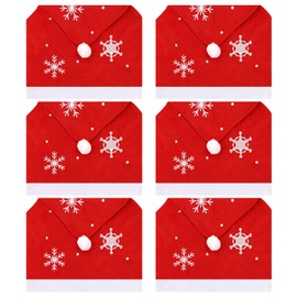 Christmas Chair Covers,6 Pieces Christmas Seat Covers Santa Hat Chair Back Covers Christmas Decor Dining Chair Slipcovers Xmas Chair Back Covers for Xmas Dinner Table Room Party Hotel Decoration