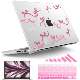 Tuiklol for MacBook Pro 14 Inch Case 2023-2021 Release M3 A2918 A2992 / M2 A2779 / M1 A2442 M1/M2 Pro/Max, Hard Shell Case with Keyboard Cover & Screen Protector for Mac Touch ID,Bowknot