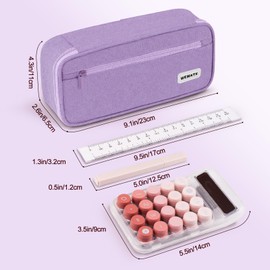 Horizontal Writing Pencil Bag - Large Pencil Case, Pencil Pouch with Zipper Compartment, Aesthetic Pencil Case for Adult, Office Stationery Pouch Pen Case, purple, Modern