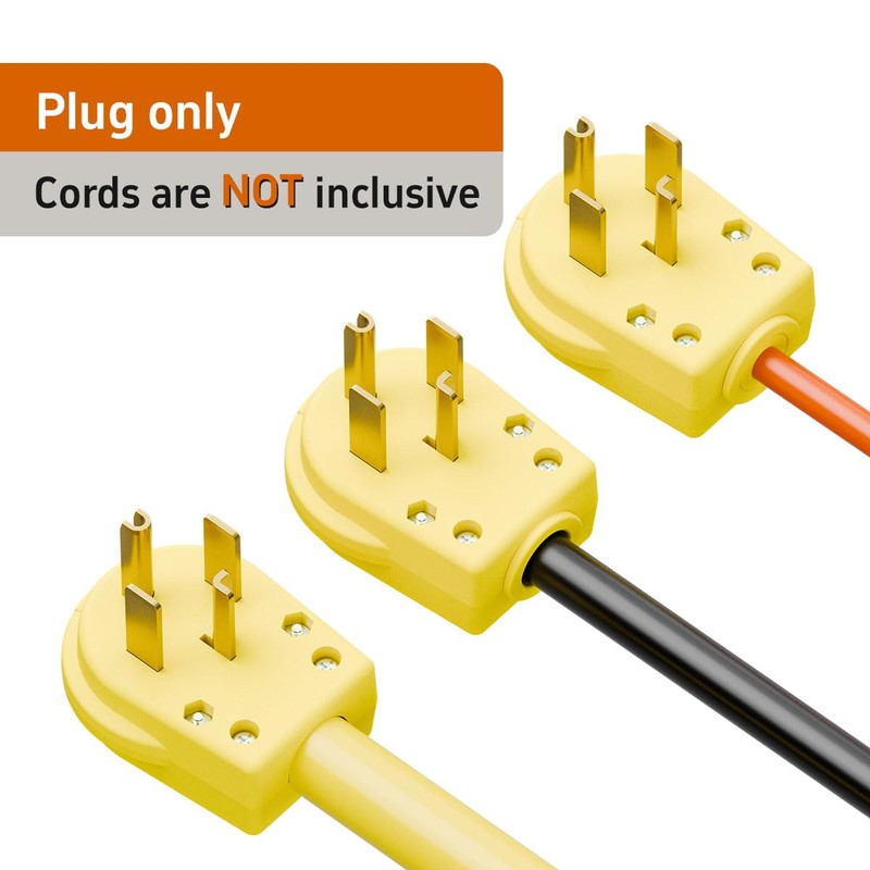 Nema 14-30P 30 Amp 125/250 Volt Angle Plug, Yellow Color,