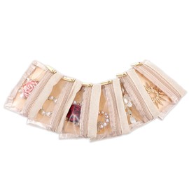 HaiFafafaing 6 Pcs Jewelry Pouches, Small Velvet Travel Jewelry Bags, Velvet Zipper Pouch with Clear PVC Pocket, Portable Small Bags for Women Girls, Beige