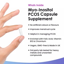 New Leaf Products Myo-Inositol PCOS Supplement - Myo Inositol Capsules + Folic Acid B12 & Chromium