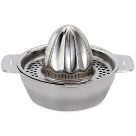 Citrus Juicer Lemon Squeezer Stainless Steel Manual Juicer, Orange, Graprefruit, Lime- Hand Press Juicer with Strainer & Locking System