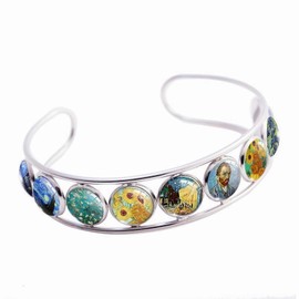 Van Gogh Art Pattern Bracelet；Vincent Van Gogh Starry Night Jewelry Sunflower Bracelet Almond Branch Blooming Bracelet Van Gogh Stained Glass Cuff Bracelet Jewelry Gifts For Artists Women