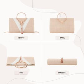 Jywmsc Straw Clutch Purses for Women Summer Beach Bags Tote Tassels Evening Bag Handbags, Khaki V