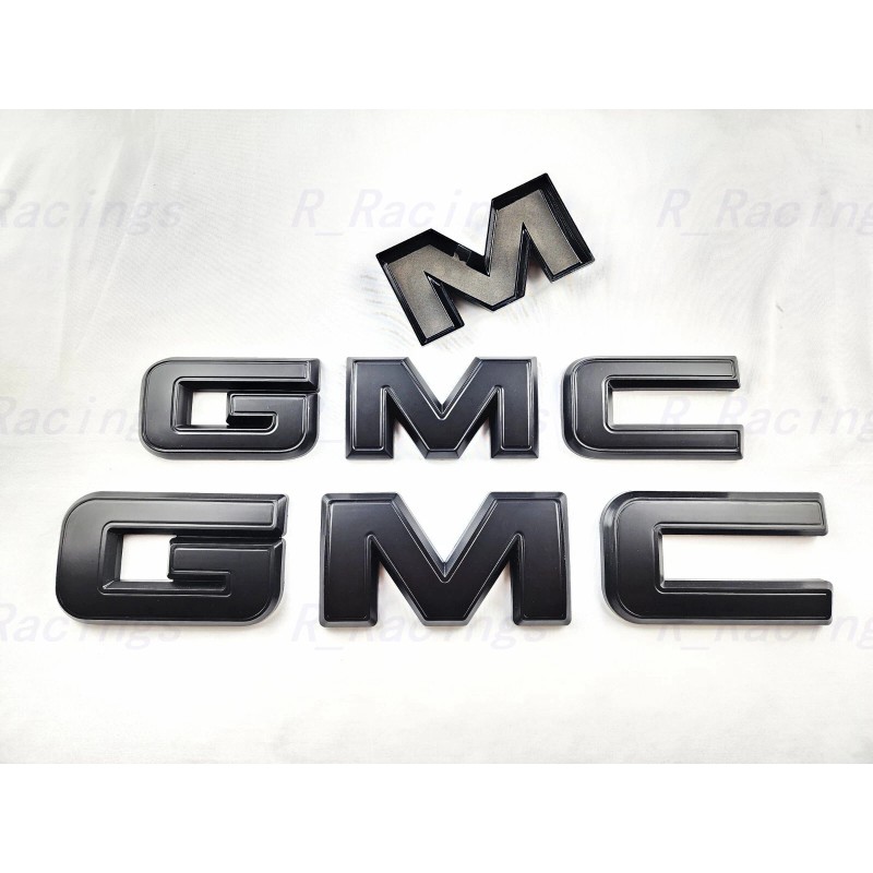 Auto Front & Rear GMC Matte Black OVERLAY Emblem Badge