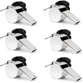 Slzhds 6 Pcs Silbato de Acero Inoxidable, Silbatos de árbitro, Silbato de Metal Fuerte con Cordón para Entrenadores Fuerte y Duradero para Árbitros, Entrenadores, Salvavidas, Deportes de Equipo