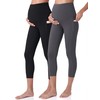 POSHDIVAH 2Pcs Women's Maternity Capri Leggings Over The Belly Pregnancy