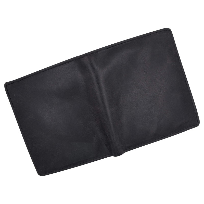 MARSHAL Mens RFID Blocking Bifold Hipster Hunter Leather Euro Credit